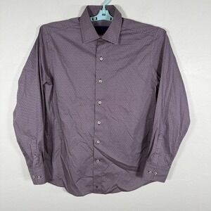David Donahue‎ Shirt Mens 16 Large Purple Button Up Fusion Performance Floral